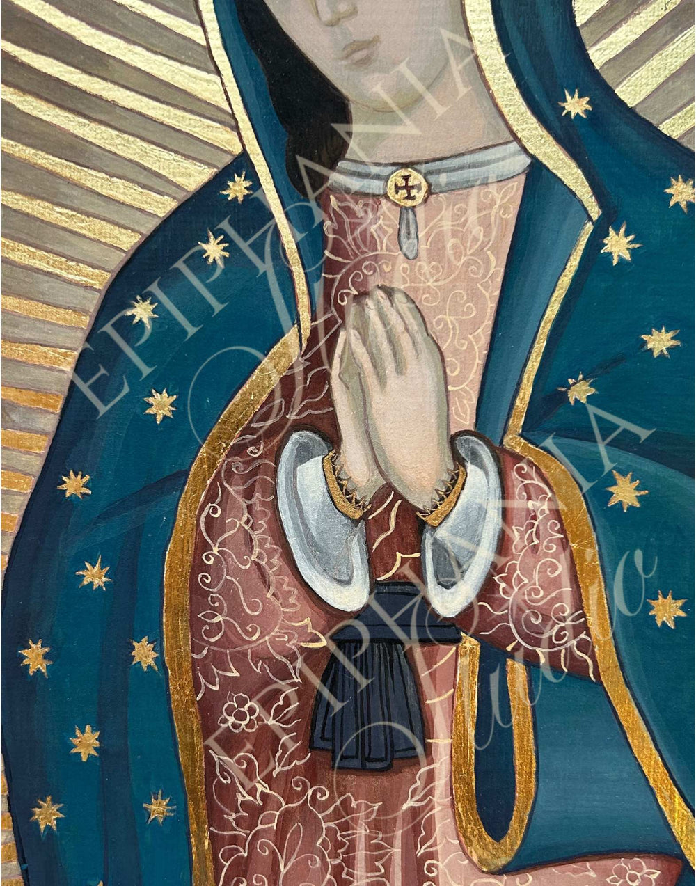 8x10" Fine art print of a Painting of a religious figure with a blue robe and gold accents